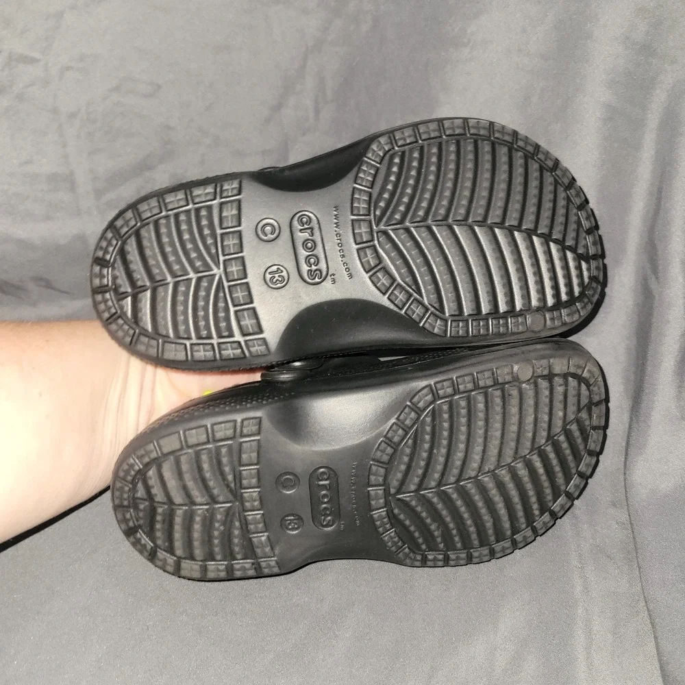 Crocs Baya Lined Comfort Faux Fur Slip On Clogs Black 11692 Youth 13 Girls Boys
